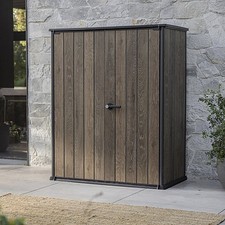 Keter Signature DecoCoat Walnut 1400 L Vertical Storage Shed Composite Wood-Look