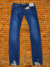 BNWT TOPMAN SPRAY ON SIZE 34 BLUE DENIM JEANS TROUSERS SKINNY DISTRESSED RRP £40