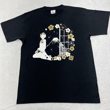 Trysail Men's Medium Japan Mt. Fuji Sparkle Short Sleeve Black Graphic T Shirt