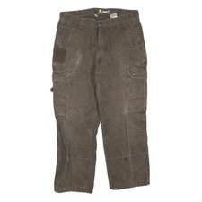 CARHARTT Mens Brown Regular Fit Straight Trousers Cotton Blend W36 L30 Workwear