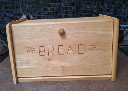 Vintage 1980s wooden bread - wooden, bin