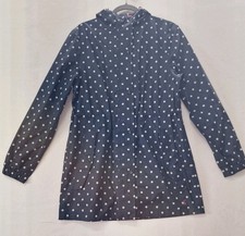 Ladies Joules Golightly Navy Blue & White Polka Dot Rain Coat Size UK 10
