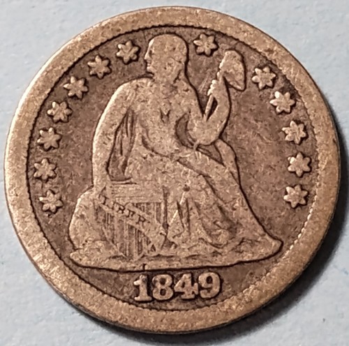 1849 liberty seated dime vg - seated,
