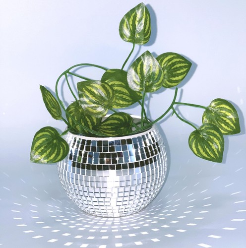 Silver mirror disco ball - ball, vase