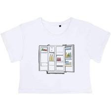 'Open Fridge' Women's Cotton Crop Tops (CO048060)