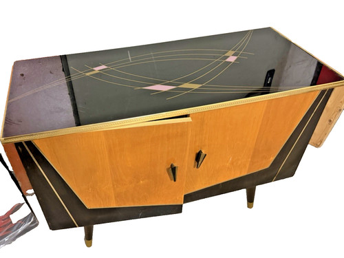 Vintage 1950s brown sideboard - 1950s,
