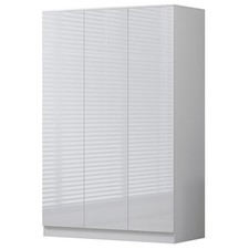3 Door Triple Wardrobe White Gloss Modern Bedroom Furniture Scandinavian Design 
