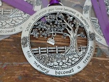 3 x Antique Silver Memorial Christmas Tree Decorations Gift New