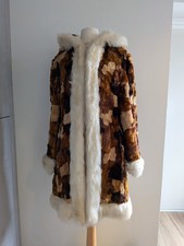 Vintage 60s 70s patchwork faux fur PENNY LANE jacket coat XS UK 6 8 afghan boho 