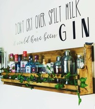 Handmade reclaimed wooden floating bottle shelf - man cave - home bar - pub shed