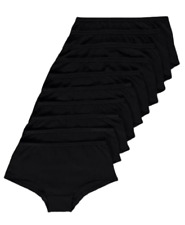 10 x Girls Short Knickers Plain Black Briefs Underwear Age 5-6 Years