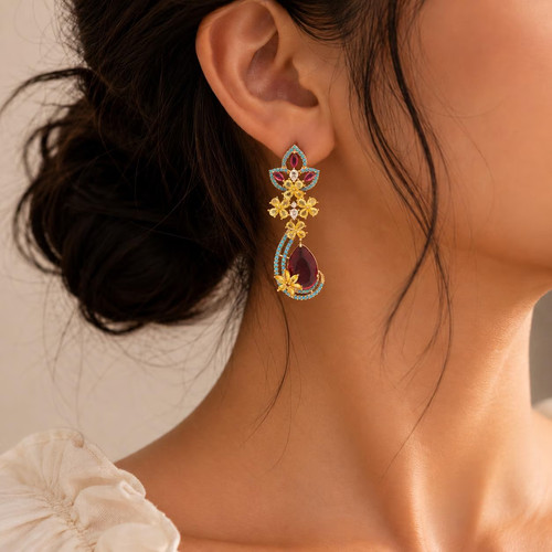 Maroon turquoise dangle - maroon,