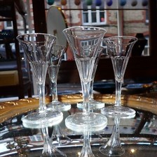 Powell and Sons WhitefriarsTrumpet Sherry glasses Antique cut Glass circa 1860