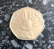 Peter Rabbit UK 50p piece, 2016 Beatrix potter series, circulated