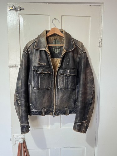 90s grey leather diesel jacket - leather,