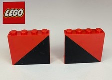 Lego Vintage Panel 1x4x3 -12v Train 7745 Diagonal 1/2 Black, Red Pattern -16B