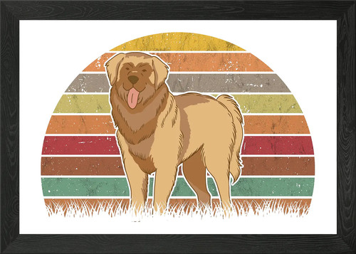 Leonberger retro framed wall - leonberger,
