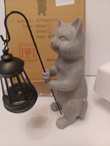 Solar cat statue with led - statue,