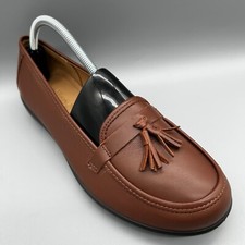 Hotter Alice Tasselled Slip On Flat Shoes Brown Leather Womens Uk 7