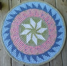 Handmade crocheted rag rug 30"