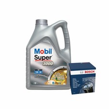 Engine Oil 5W30 5L Mobil Super 3000 XE - Bosch Oil Filter Service Kit 5 Litre