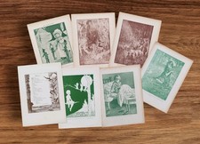 Set 7 Antique Flower Fairies Pixies Elves Midsummer Children's StoryBook Prints
