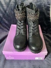 Graceland Stunning New Black Biker Style Ankle Boots With Stud Design ( 41-7 )
