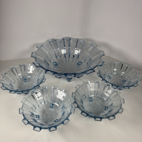 Set czech blue glass bowl - of,