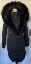 Zara Black Faux Fur Trimmed Down Coat Size Medium 