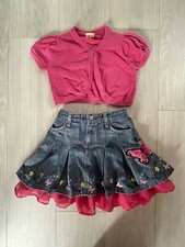 Girls Belt denim skirt & cardigan Debenhams & Cherokee Size 5 Years & 7 Years