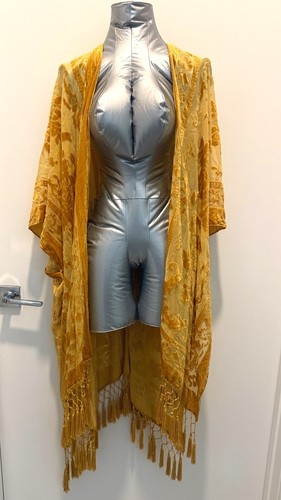 Gold velvet burnout kimono - velvet,