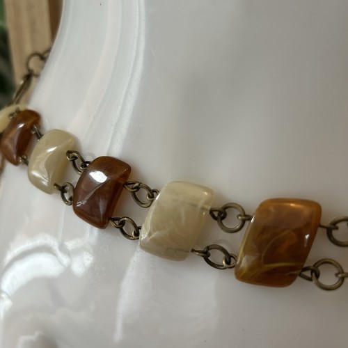 Ladies belt brown cream beaded - ladies,