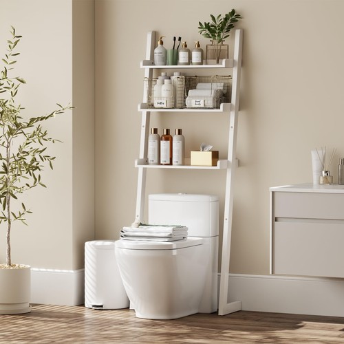 Over toilet storage shelf wood - toilet,