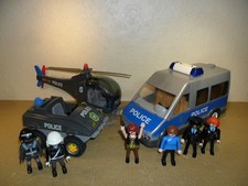 PLAYMOBIL POLICE JOB LOT (Van with lights+sounds,Car,Helicopter,Figures,Bundle)