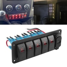 5 Gang Red LED Toggle Rocker