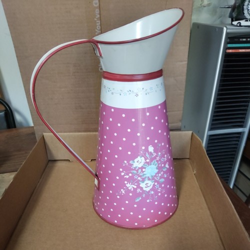 Large floral metal pitcher - ,