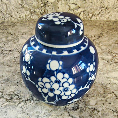 Blue white porcelain prunus - porcelain,