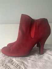 Vivienne Westwood Red Suede Heeled Chelsea Ankle Boots Size 5 EU 38