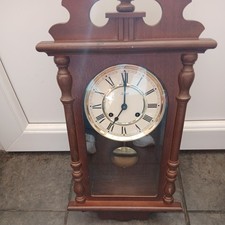 Good Working Order Hermle Pendulum Wall Hanging Clock Wooden with key
