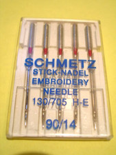 SCHMETZ EMBROIDERY SEWING MACHINE NEEDLES 90/14 FITS BERNINA/HUSQARNA/JANOME AND