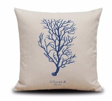 CUSHION COVER DECORATIVE NAUTICAL BEACH CHIC SEAHORSE CORAL DESIGNS 45 x 45 CM