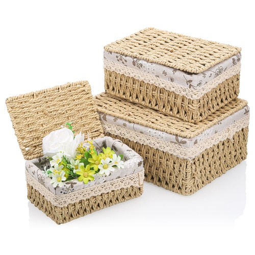 3pcs woven storage - woven, baskets