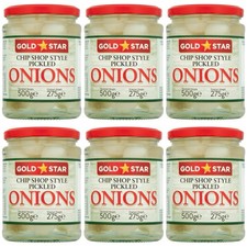 Gold Star Chip Shop Style Small Pickled Onions 6 Pack of 500g Jars