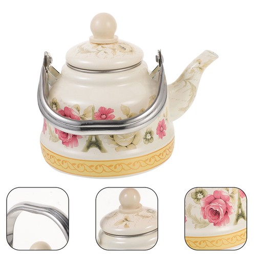 Vintage enamel tea kettle - enamel,