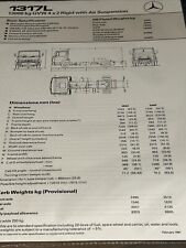 Mercedes Benz 1317L 4 X 2 Truck Technical Specification Brochure Frameable 1991
