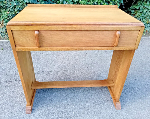 Cotswold school oak desk - oak, side
