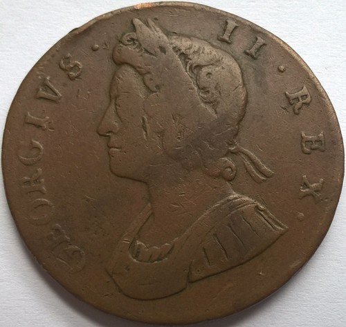 George half penny - half, penny,