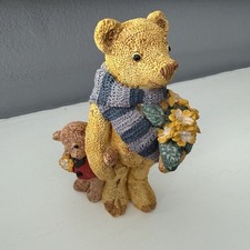 Peter Fagan Colour Box Bear Miniature 2 Bears With Flowers Rare 4” Large & Small