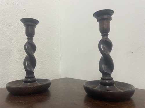 Pair solid oak - of, barley