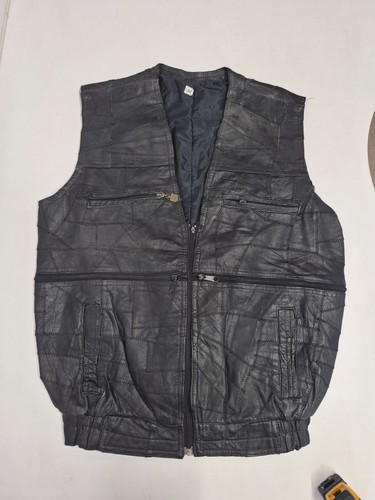 Vintage leather waistcoat - , 44"
